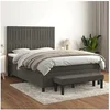 Image de Boxspring met matras fluweel donkergrijs 140x200 cm3137966