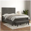 Image de Boxspring met matras fluweel donkergrijs 140x190 cm3138080
