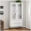 Image de Armoire à vitrine MOLDE Blanc 90x35x175 cm Bois de pin massif