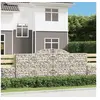 Image de Paniers à gabions arqués 7 pcs 300x50x120/140 cm fer galvanisé, gabion, cage de gabion, panier de mur de gabion, mur 3146724