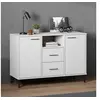 Image de Buffet avec pieds en métal Blanc 113x40x77 cm Bois massif OSLO