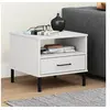 Image de Table de chevet avec pieds en métal Blanc Bois pin massif OSLO