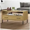 Image de Table basse avec pieds en métal Marron 85x50x45 cm Bois OSLO