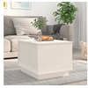 Image de Table Basse, Table d'Appoint avec Compartiment, Bout de Canapé, Meuble de Rangement Salle de Séjour, Moderne, Blanc Bois Massif de Pin