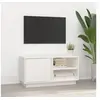 Image de Meuble TV Blanc 80x35x40,5 cm Bois de pin massif