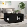 Image de Table basse Noir 60x61x32,5 cm Bois massif de pin