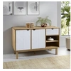 Image de Buffet Armoire de Rangement Organisateur de Maison Meuble de Salle de Séjour Intérieur Marron et Blanc 114x43x73,5 cm Bois Massif de Pin