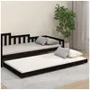 Image de Bedframe massief grenenhout zwart 100x200 cm823493