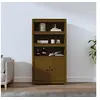 Image de Buffet haut Marron miel 80x35x154 cm Bois massif de pin823522