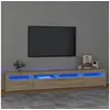 Image de Meuble TV avec lumières LED Chêne sonoma 240x35x40 cm