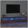 Image de Meuble TV avec lumières LED Chêne fumé 210x35x40 cm