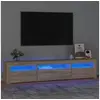 Image de Meuble TV avec lumières LED Chêne sonoma 195x35x40 cm