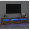 Image de Meuble TV avec lumières LED Chêne fumé 195x35x40 cm