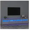 Image de Meuble TV avec lumières LED Gris béton 240x35x40 cm