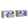 Image de Tables de chevet 2 pcs et lumières LED Gris béton 70x36,5x40 cm