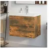 Image de Meuble lavabo avec bassin intégré Chêne fumé Bois d ingénierie