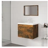 Image de Meubles de Salle de Bain Meuble sous Evier Miroir Armoire de Lavabo Armoire de Rangement Intérieur Chêne Fumé Bois d'Ingénierie 3152873