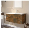 Image de Meuble lavabo avec bassin intégré Chêne fumé Bois d ingénierie