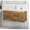 Image de Meuble lavabo avec bassin intégré Chêne fumé Bois d ingénierie