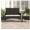 Image de Banc de Jardin à 2 Places avec Coussins Noir Résine Tressée, siège, chaise de banc, banc de patio, siège de banc, 319488