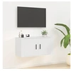 Image de Meuble TV Mural, Armoire de Télévision avec 2 Compartiments Suspendue, Meuble Télé avec Rangement Salon, Moderne, Blanc Bois d'Ingénierie