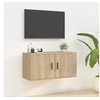 Image de Meuble TV Mural, Armoire de Télévision avec 2 Compartiments Suspendue, Meuble Télé avec Rangement Salon, Moderne, Chêne Sonoma Bois d'Ingénierie