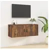 Image de Meuble TV Mural, Armoire de Télévision avec 2 Compartiments Suspendue, Meuble Télé avec Rangement Salon, Moderne, Chêne Fumé Bois d'Ingénierie