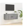 Image de Meuble TV Mural, Armoire de Télévision avec 2 Compartiments Suspendue, Meuble Télé avec Rangement Salon, Moderne, Sonoma Gris Bois d'Ingénierie