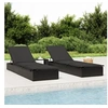 Image de Transat 1 pc avec table noir résine tressée