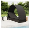 Image de Chaise longue avec toit rond noir 211x57x140 cm résine tressée