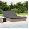 Image de Chaise longue à 2 places avec coussins gris résine tressée