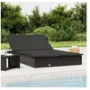 Image de Chaise longue à 2 places avec coussins noir résine tressée