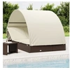 Image de Transat 2 places avec toit rond marron 211x112x140 cm