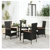 Image de Chaises de jardin 4 pcs avec coussins Résine tressée Noir 319527
