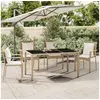 Image de Table de jardin plateau en verre Résine tressée verre trempé 319553