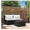 Image de Salon de jardin modulable 3 pieces noir resine tressee 50.0 x 50 x 30 cm 2 personnes