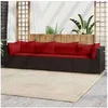 Image de Rouge 4 pieces resine tressee salon de jardin modulable 4 personnes