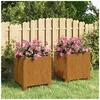 Image de Jardinières avec Pieds 2 pcs, Lits Surélevé, Bacs à Fleurs, Pots de Plantes, Boîtes à Fleurs Jardin Patio Terrasse, Rouillé 32x30x33 cm Acier Corten