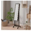 Image de Miroir sur pied blanc avec LED noir 34x37x146 cm 351767