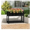 Image de Jardinière avec étagère Noir 111,5x54x81 cm Bois massif de pin