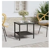 Image de Table d appoint noir 45x45x45 cm poly rotin et verre trempé