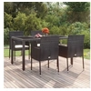 Image de Chaises de jardin lot de 4 avec coussins Résine tressée Noir