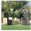 Image de 319891 Chaises inclinables d'extérieur et coussins2pcs Poly rotin Gris