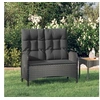 Image de Banc de jardin inclinable avec coussins 107 cm Poly rotin Noir 319894
