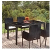 Image de Table de jardin dessus en verre Noir 150x90x75cm Résine tressée, mobilier de jardin, mobilier d'extérieur, table, 319899