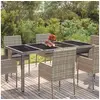 Image de Table de jardin dessus en verre Gris 190x90x75cm Résine tressée