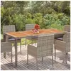 Image de Table de jardin dessus en bois Gris 190x90x75 cm Résine tressée