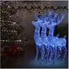 Image de 3x Rennes de Noël XXL Acrylique 250 LED Ornement de Noël Rennes Lumineux Décoration de Fête Maison Jardin Intérieur 180 cm Bleu