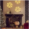 Image de 2x Flocons de Neige de Noël avec LED Décoration de Noël Ornement de Vacances Décoration de Fête Salle de Séjour Blanc Chaud 27x27 cm