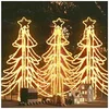 Image de 3x Arbres de Noël Pliables avec LED Décoration de Noël Ornement de Vacances Décoration de Fête Jardin Blanc Chaud 87x87x93 cm